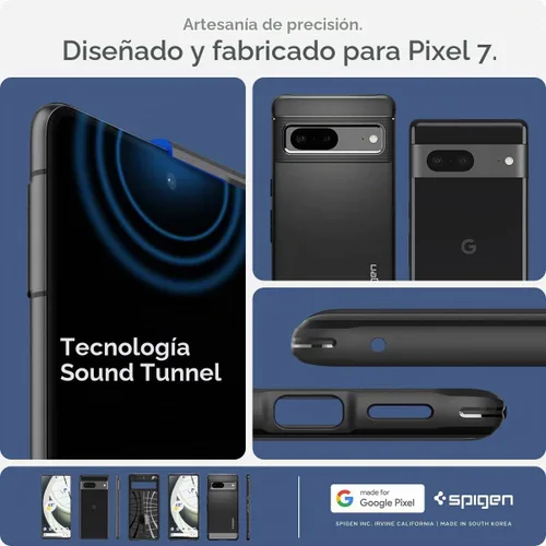 Vista 7 de Spigen Rugged Armor - Carcasa para Google Pixel 7, color negro mate Patrón de fibra de carbono, agarre seguro, tecnología de cojín de aire