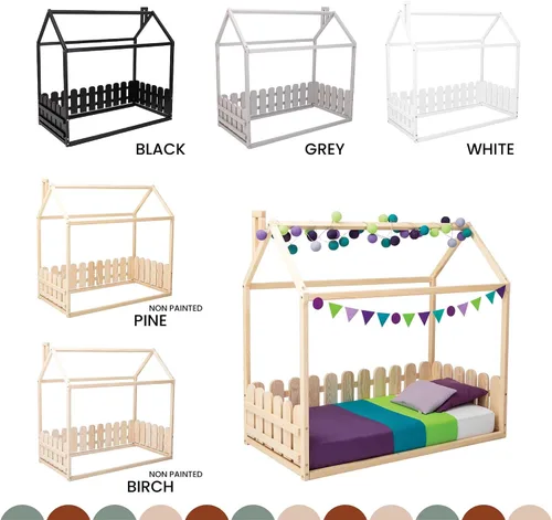 Vista 8 de Cama Montessori para niños pequeños con rieles, cama Montessori con rieles de protección, cama de piso Montessori, cama para niños pequeños, cama