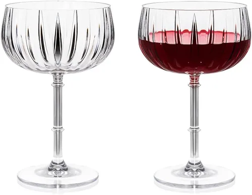 Vista 10 de LEMONSODA Crystal Coupe - Copas de cóctel y vino, Lotus, Deco, 12 onzas Juego de 2 vasos aptos para lavavajillas, para bar y fiesta de cóctel