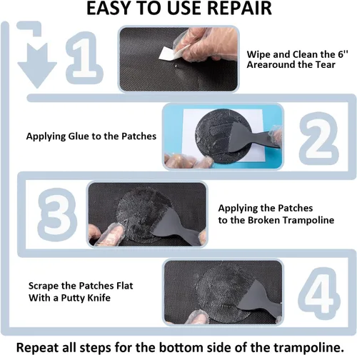 Vista 3 de Hareyou Trampoline Patch Repair Kit 4 inch Circle On Patches Repair Trampoline Mat Tear or Hole