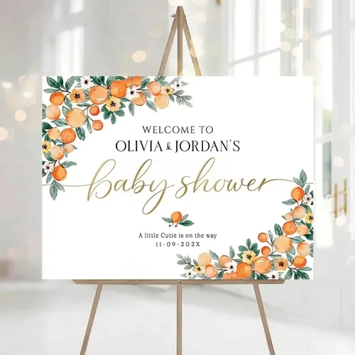 Vista 2 de Baby Shower Welcome Sign, A Little Cutie Is On The Way Baby Shower Sign, Personalized Baby Shower Welcome Board, Baby Shower Decorations, Baby
