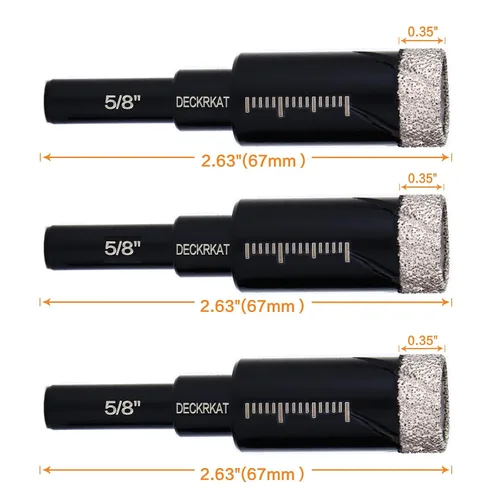 Vista 3 de 3 paquetes de brocas de diamante seco de 5/8" 14mm con soldadura al vacío, sierras de agujero de diamante para azulejos de granito, cerámica