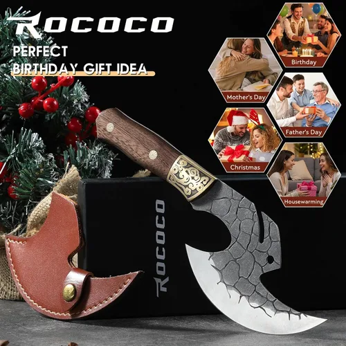 Vista 7 de ROCOCO Cuchillo de cuchillo vikingo para cumpleaños, diseño de hacha