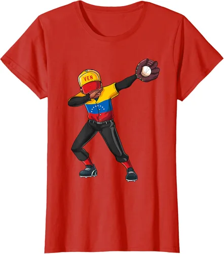 Vista 74 de Baseball Dabbing Venezuela Player Catcher Pitcher Hombres Niños Camiseta, Negro