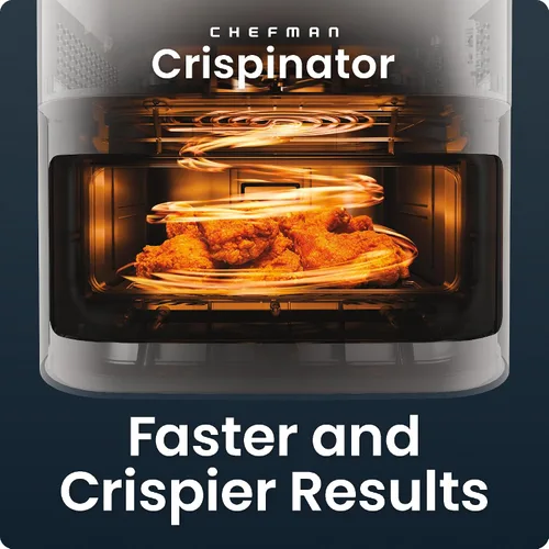 Vista 4 de Chefman Crispinator - Freidora de aire 6 en 1 con capacidad de 8 cuartos de galón, temperatura máxima de 450 °F con tecnología TurboFry Pro
