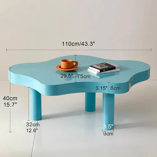 Vista 3 de HM&DX Mesa de centro de nube irregular con 3 patas, mesa central moderna de mediados de siglo para dormitorio, sala de estar, bonita mesa auxiliar