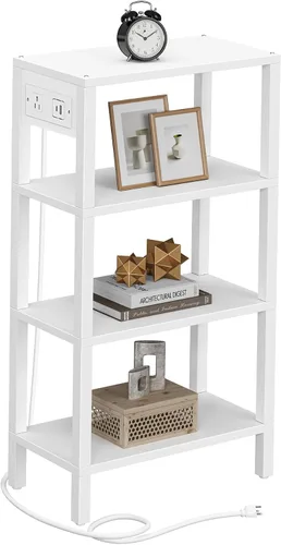 Vista 25 de TUTOTAK - Mesa auxiliar pequeña con estación de carga; mesa lateral estrecha con puertos USB y tomas de corriente; mesa de sofá delgada; mesita