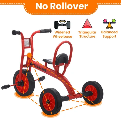 Vista 3 de Triciclo para niños de edad 2-6 años, triciclo para niños con rueda grande, triciclo para jardín de infantes y cuidado diurno al aire libre