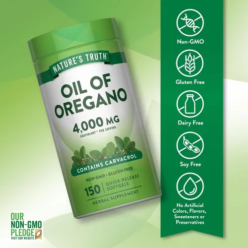 Vista 3 de Nature's Truth Cápsulas blandas de aceite de orégano 150 unidades Suplemento de hierbas sin OMG y sin gluten