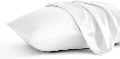 Vista 17 de BEDSUM Paquete de 2 fundas de almohada de satén de seda para niños pequeños, fundas de almohada sedosas de lujo con cierre de sobre para bebés Negro