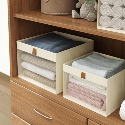 Vista 7 de Organizadores y almacenamiento de ropa para armario, cestas de almacenamiento plegables con ventana de malla para ropa, toallas y juguetes, 10.75 x