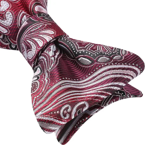 Vista 216 de HISDERN Pajaritas para hombre, corbatín de cachemira para hombre, corbata de lazo y bolsillo cuadrado, juego formal de esmoquin para boda