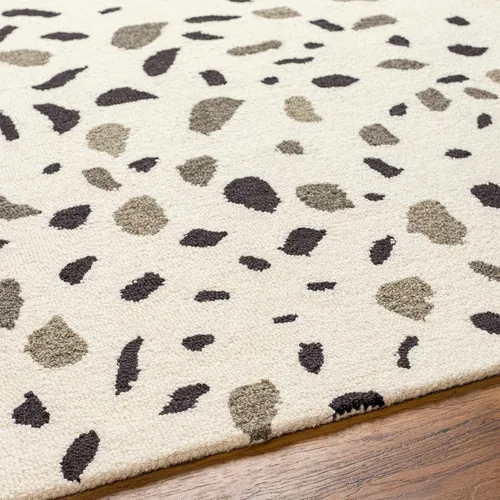 Vista 6 de Hauteloom Sala - Alfombra de lana para sala de estar, dormitorio, rosa, negro, gris, 2 x 3 pies