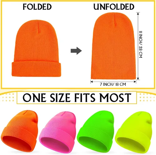 Vista 2 de Gorro de neón para hombre y mujer, unisex, de punto