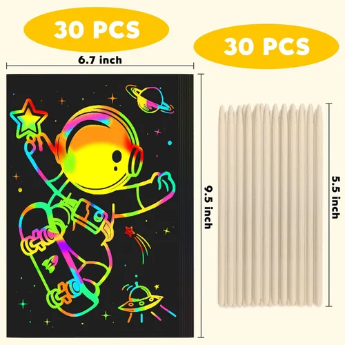 Vista 3 de ZMLM 60Pcs Rainbow Scratch Drawing Art Paper Craft Set for Kids Boys Girls