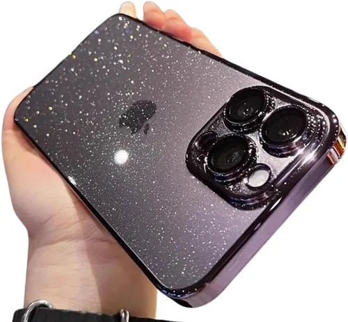 Vista 7 de Casechics Funda compatible con iPhone, marco electrochapado con purpurina, protección para el lente de la cámara, suave a prueba de golpes