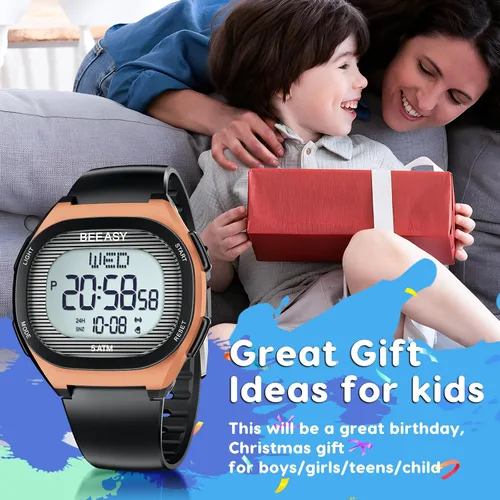Vista 2 de Beeasy Kids Watch for 5-15 Year Old Boys Girls Digital Watch Multifunctional 5ATM Waterproof Alarm Calendar Chronograph LED Wrist Watch for Children