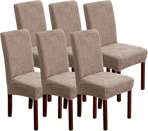 Vista 19 de Fundas para Sillas de Comedor, Fundas para Sillas de Comedor Elásticas Parsons, Protector de Sillas de Cocina para Comedor, Extraíbles, Lavables