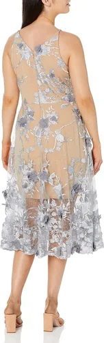 Vista 2 de Audrey- Vestido para mujer con tirantes tipo Spaghetti, estilo 3D, vestido floral.