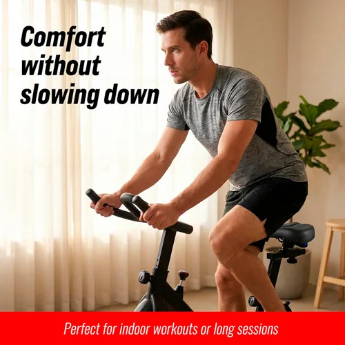 Vista 6 de TFD Cómodo asiento de bicicleta, asiento universal de bicicleta para ejercicio y uso en pelotón, silla acolchada premium con cojín de resorte doble