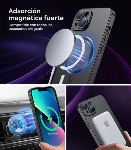 Vista 3 de LEKEVO Funda magnética para iPhone 13 [compatible con MagSafe] [protector de lente de cámara integrado] Funda delgada de silicona suave a prueba