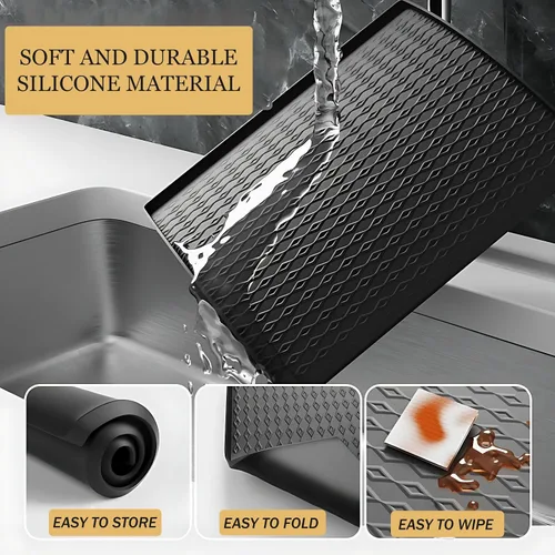 Vista 6 de Tapete protector superior de silicona para lavadora y secadora, 25.6 x 23.6 pulgadas, antideslizante, impermeable, resistente al calor, resistente