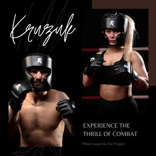 Vista 6 de Kruzak - Gorros de boxeo unisex - Entrenamiento de MMA, acolchado ajustable, Kara, Muay Thai, Kickboxing, Sparring, artes marciales, karate