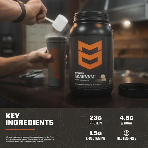Vista 5 de MTN OPS Magnum - Proteína de chocolate en polvo, 0.81 oz de proteína aislada de suero y proteína de leche con BCAA, cero azúcar y sin gluten, 30