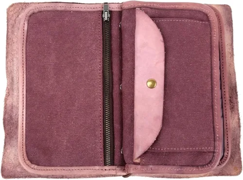 Vista 3 de OLD TREND Cartera de viaje organizadora de cuero genuino Nomad Cartera de mujer con soporte para pasaporte