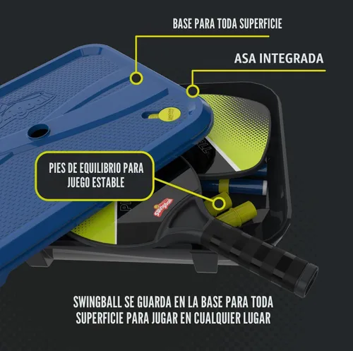 Vista 6 de Swingball Juego de tenis de paletas de pickleball - Base portátil para todas las superficies, duradera, fácil de montar, juegos para interiores