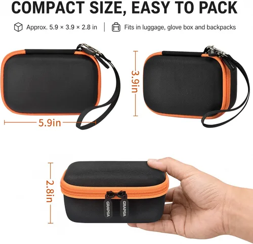 Vista 9 de Funda rígida de transporte para altavoz Bluetooth JBL Go 5/Go 4/Go 3, bolsa de almacenamiento de viaje con forro suave, bolsillo de malla, correa