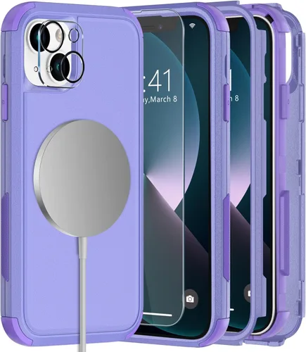 Vista 25 de Diverbox - Funda para iPhone 13 a prueba de golpes, caídas y polvo, funda de protección resistente para iPhone 13 de Apple, color negro