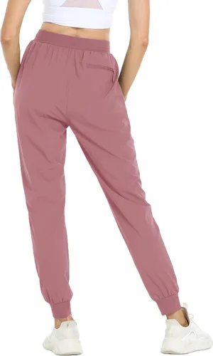 Vista 2 de MAGCOMSEN Pantalones de senderismo para mujer, de secado rápido, ligeros, con cintura elástica, con bolsillos con cremallera