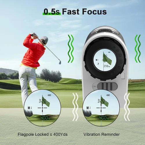 Vista 6 de PEAKPULSE 1200 1700 Yds Golf Rangefinder Easy to Clean Slope Magnet Rechargeable 6X Magnification Distance Range Finders Flag Pin Locked Vibration