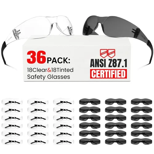 Vista 9 de Gafas de seguridad ANSI Z87.1 transparentes, paquete de 120 unidades, gafas de seguridad para hombres y mujeres, gafas de protección transparentes