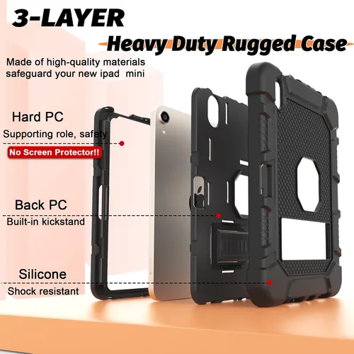 Vista 2 de Funda para iPad mini 7 A17 Pro 2024/iPad Mini 6 2021, Funda Protectora Resistente de Servicio Pesado a Prueba de Golpes para iPad mini 6ª/7ª