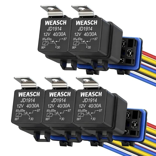 Vista 10 de Kit de Relé Impermeable, 12V 40A, 4 Pines SPST, Cables de Cobre Estañado de Servicio Pesado 14 AWG, Conjunto de Relé Automotriz y Arnés