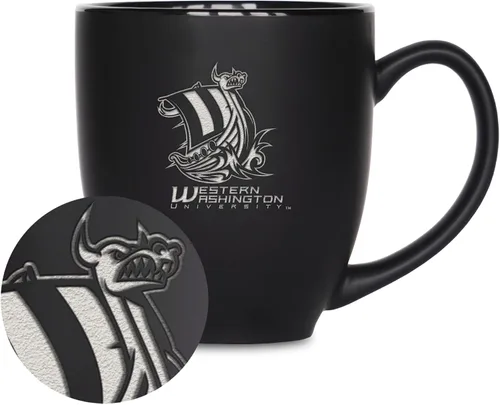 Vista 356 de Rico Industries - Taza de cerámica mate negra con grabado láser estándar de 15oz para NCAA (escuelas T & U) - Para bebidas calientes o frías