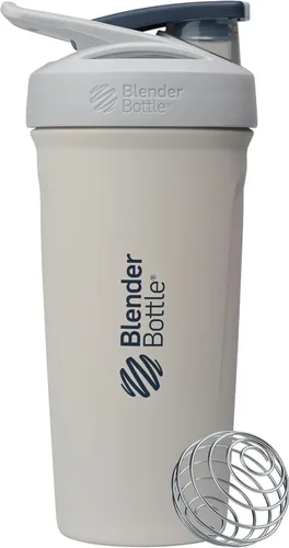 Vista 14 de BlenderBottle Strada Shaker Cup - Botella de agua aislada de acero inoxidable con batidor de alambre, 24 onzas, color negro