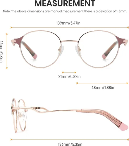 Vista 6 de Cyxus Round Blue Light Blocking Glasses for Women Metal Frame UV Filtering Computer Glasses Clear Lens 8132
