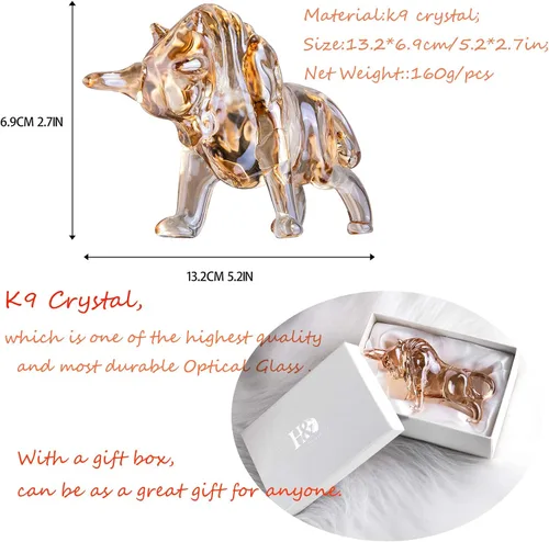 Vista 4 de H&D HYALINE & DORA Charm and Lucky FengShui Crystal Statues Wall Street Bull Figurine Esculture Home Office Desk Ornamento decorativo