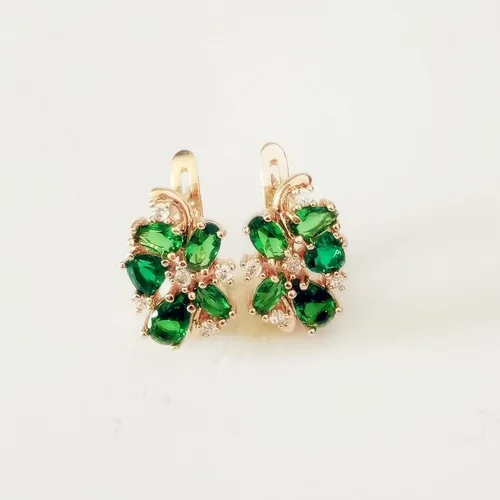 Vista 6 de MC 2024 New Flower Earrings Office Style Rose Gold 585 Color Jewelry Green Stone Earrings For Women Fashion Accessories