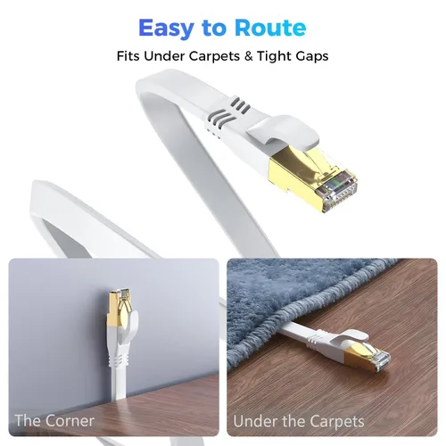 Vista 5 de Cable Ethernet Cat 8 de 3 pies, cable de red LAN de alta velocidad para exteriores e interiores, cable de conexión SFTP chapado en oro RJ45 de 40
