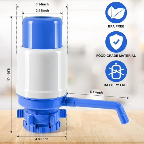 Vista 4 de Dispensador de agua manual para botella de 5 galones, dispensador de agua de 5 galones, ajuste seguro en las jarras superiores de la corona