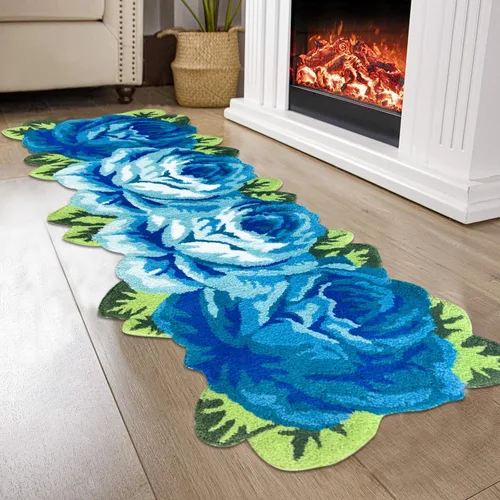 Vista 14 de USTIDE Bonita alfombra de baño de rosas para baño, alfombra de baño naranja de lujo, antideslizante, con forma de flor, alfombra de ducha de felpa