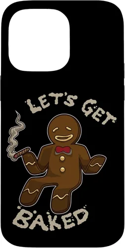 Vista 21 de Divertida funda navideña para iPhone 16 con diseño de pan de jengibre y marihuana