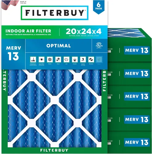 Vista 71 de Filterbuy Filtro de aire MERV 13 de 8 x 14 x 1 pulgadas para defensa óptima contra el humo y la alergia (paquete de 6), repuesto de filtros