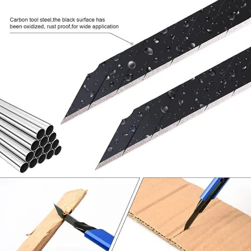 Vista 5 de FOSHIO Cuchillo utilitario retráctil con hoja a presión de 30 grados de 0.354 in, cortador de caja para cartón, cartón y caja, uso en la oficina
