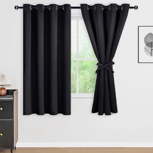 Vista 23 de DWCN - Cortinas 100% opacas para dormitorio con forro negro, cortinas de ventana de doble capa con aislamiento térmico que oscurecen toda la Azul