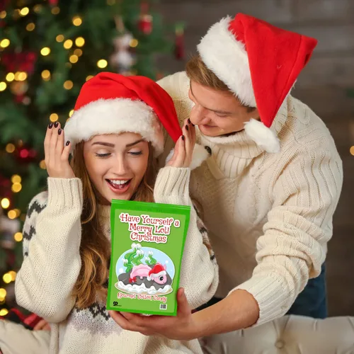 Vista 8 de Merry Lotl - Caramelo de algodón de Navidad – Regalos navideños para niños – Regalos para amantes de los ajolotes – Cesta de comida de Navidad